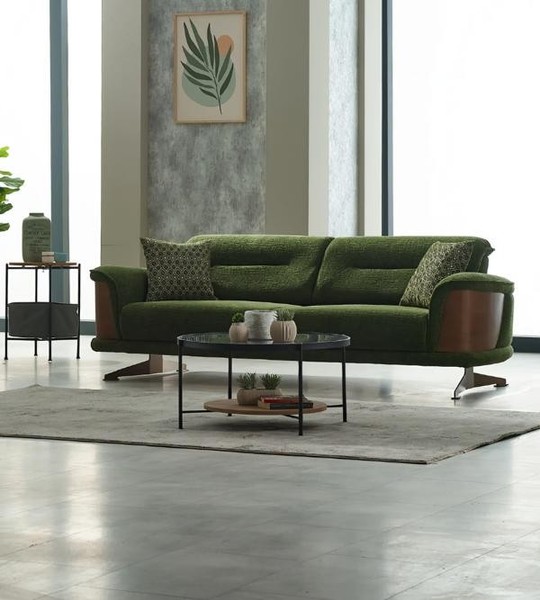 Dreisitzer Sofa 3 Sitzer Stoffsofa Polstersofa Couch GrüN Sofas Modern-image
