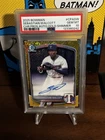 2025 Sebastian Walcott Bowman Chrome Auto Gold Shimmer /50 PSA 10 Gem Rangers