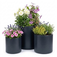 Blumentopf Blumenkübel mit Einsatz Übertopf Anthrazit Kunststoff 30/40/47 cm