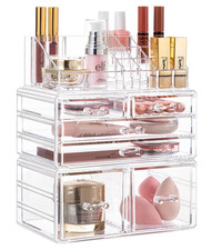 Acrylic Makeup Organizer with Drawers Clear Dustproof Cosmetic Storage NEW