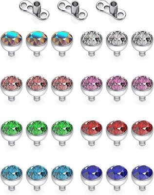 14G Clear CZ Dermal Anchor Tops and Base Titanium Microdermals Piercing Body Pie