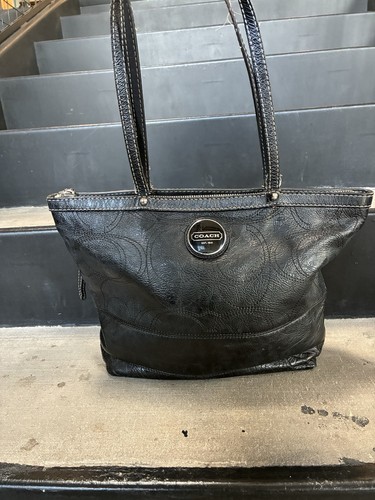 Coach Vintage Leather Mini Shopper Bucket Tote Black Handbag Purse