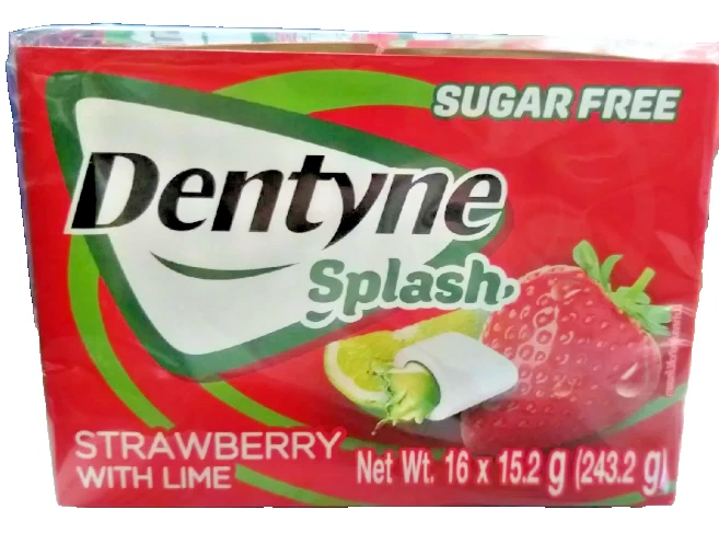 Trident Splash Gum Fresa Sabor Lima Sin Azúcar Caja Completa 16 Paquetes Foto 3 de 4