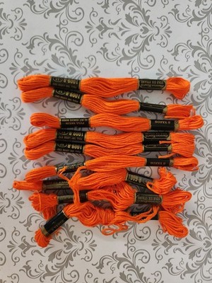 Lot 9 Skein American Thread Star Six Strand Floss #1009-B Tangerine 8 yards NOS