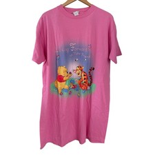 Disney 90s Pink Winnie The Pooh Pajama Dress Night Gown XL / XXL Retro Vintage