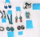 14pr Silver Earrings Mexico Navajo Turqoise Signed RB BP QT Kraft Alescius Fr Sh — photo 10