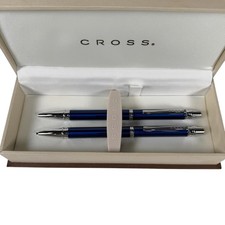 Cross Stratford Blue Lacquer Ballpoint Pen Mechanical Pen Set AT0291-3 New