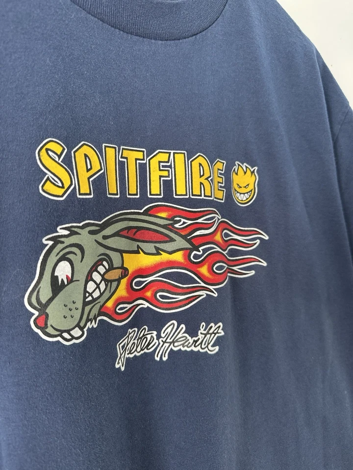 Camiseta vintage de skateboarding/spitfire Wheels/Peter Hewitt/talla L de los años 90 Foto 2 de 3