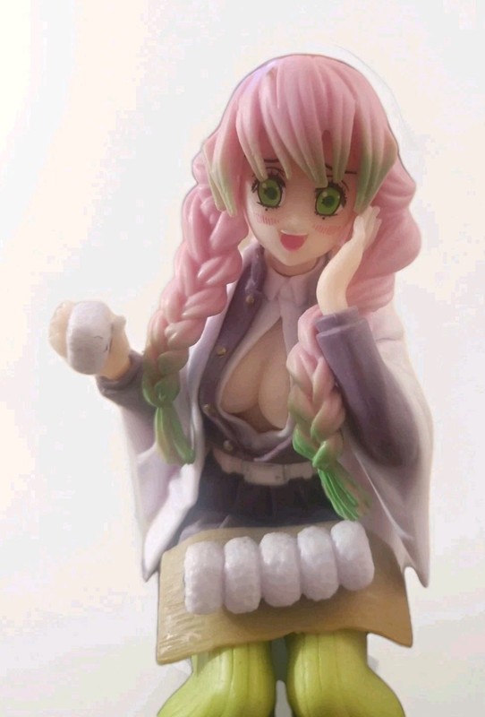 Demon Slayer Mitsuri Kanroji Eat Rice Ball Figure PVC Statue Model Ornament Toys