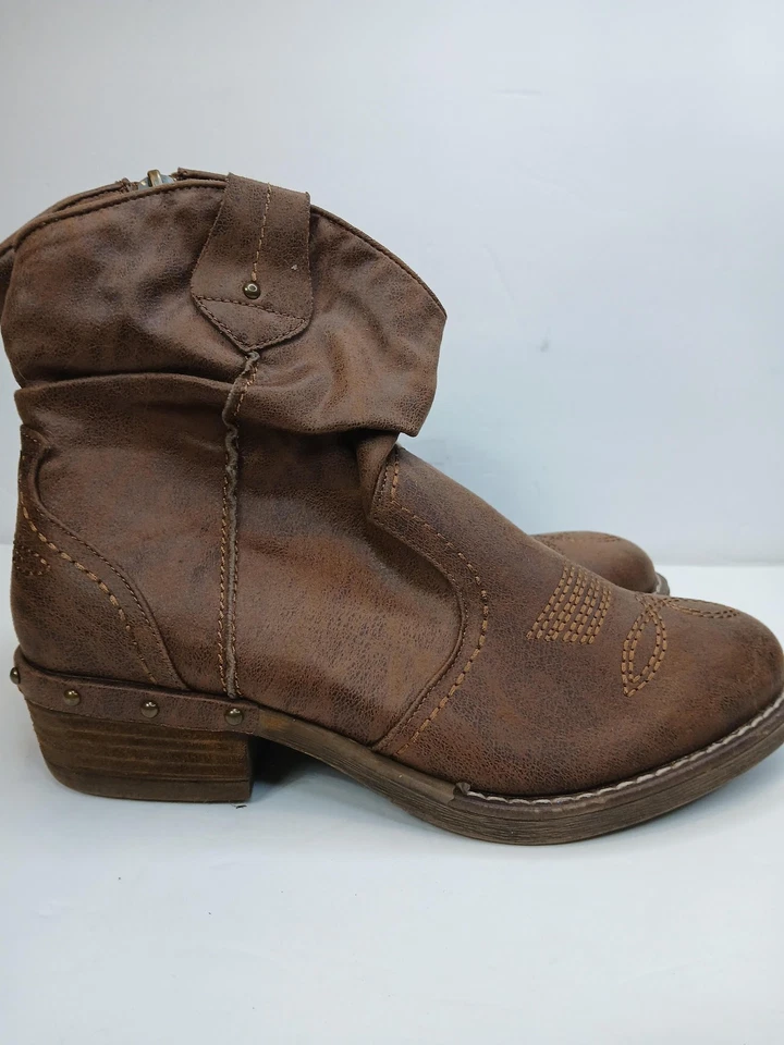 Botas Fergie para mujer talla 9 marrón botines occidentales cremallera imitación cuero Foto 2 de 4