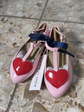 Janie and Jack Girls Pink Heart T-Strap Flats Patent Shoes Size 7 Toddler NWT