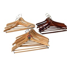 Lot 18 Wooden Suit Hangers Dovetail Trouser Bar Batts Nagel Wishbone Unbranded