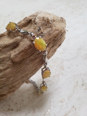 GEMPORIA Armband äthiopischer Opal und orangefarbener Saphir, Sterlingsilber verstellbar