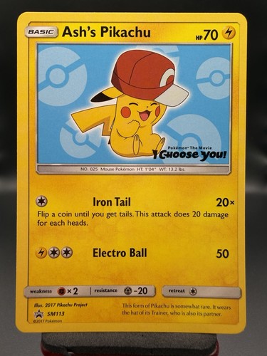 Ash's Pikachu (I Choose You! Movie Promo) Pokemon Sun & Moon Black Star #SM113