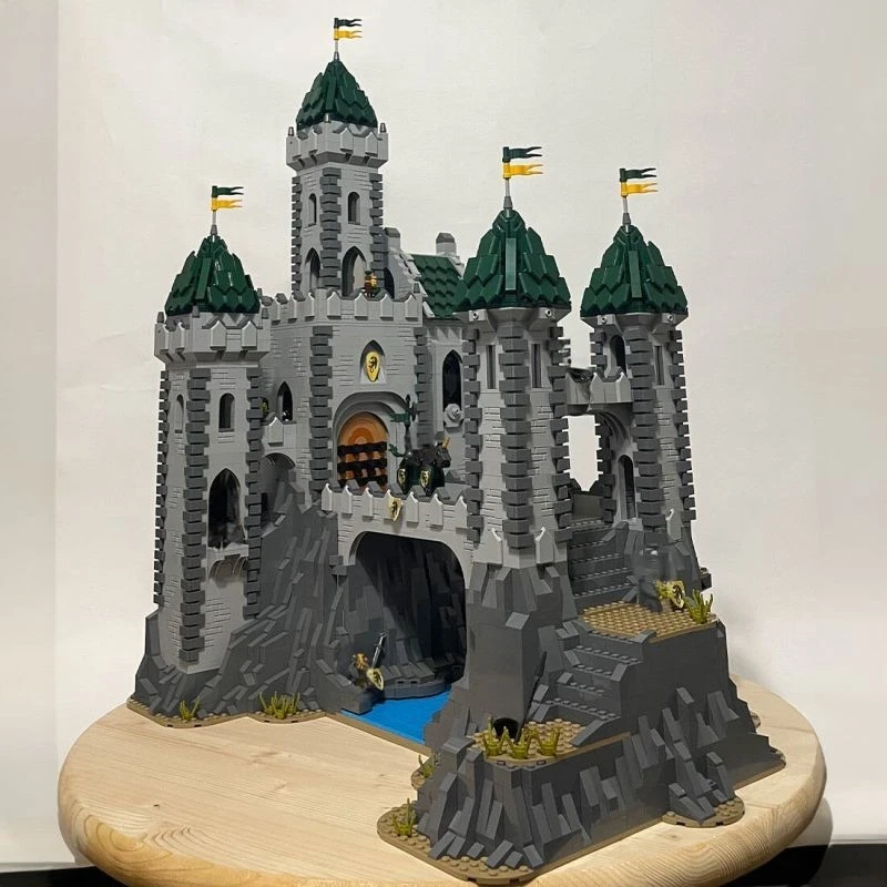 Modubrix Mocs Building Blocks Medieval Green Dragon Fortress Castle Bricks Toys - Image 2 of 4