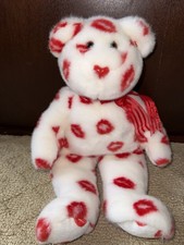 Ty 14  Smooch the Kissy TY Buddy Bear White Red EUC