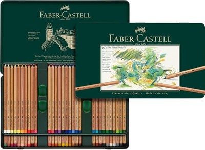 Faber-Castell Dose mit 60 Pitt Pastell Künstler Farbstiften, hohe Farbe