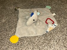 Modern Baby Gray Dinosaur Teether Rattle Security Blanket/Lovey