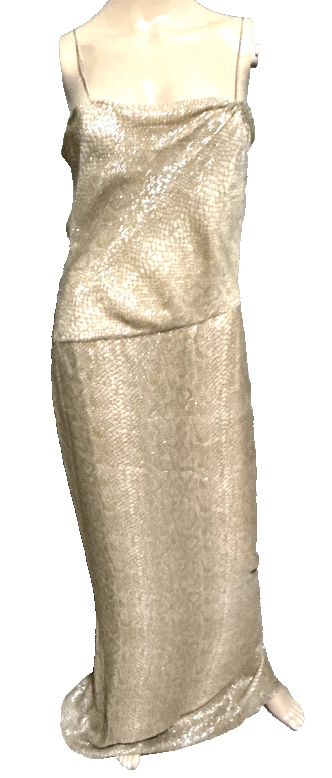 Giorgio Armani — Giorgio Armani Metallic Gold Long Maxi Slip Dress Gown US 2 4 6  IT 40 42 SMALL