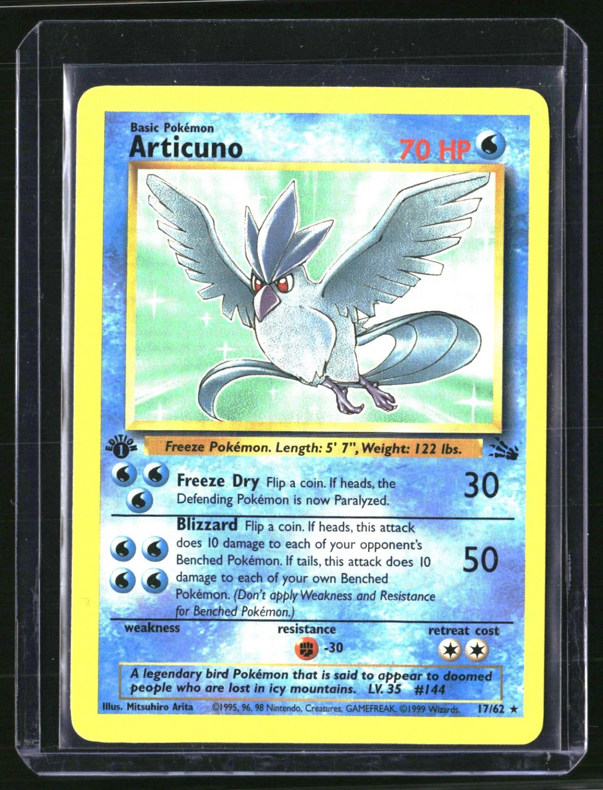 1999 Pokémon Fossil 1st Edition Articuno Rare Non-Holo 17/62