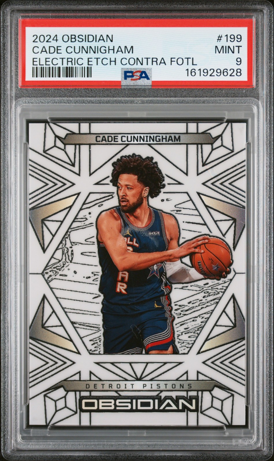 2024 PANINI OBSIDIAN ELECTRIC ETCH CONTRA FOTL #199 CADE CUNNINGHAM 1/3 PSA 9