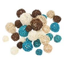 36 Pcs Wicker Rattan Balls White/Blue/Natural/Deep Brown 4 Size