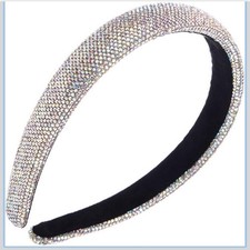 Bling Women Rhinestone Headband  Padded Baroque Crystal Fashion Hair Band Party