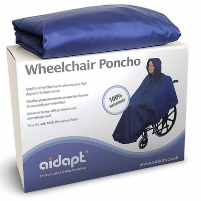 Aidapt Rollstuhl Regenschutz Warm Trocken Poncho Wasserdicht Cape Kapuze Universal Blau