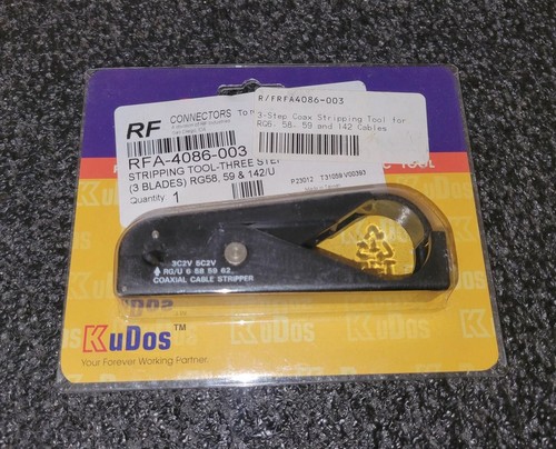Used 3-Step Coax Cable Stripping Tool RG58, 59, 142/U RF Connectors RFA-4086-003
