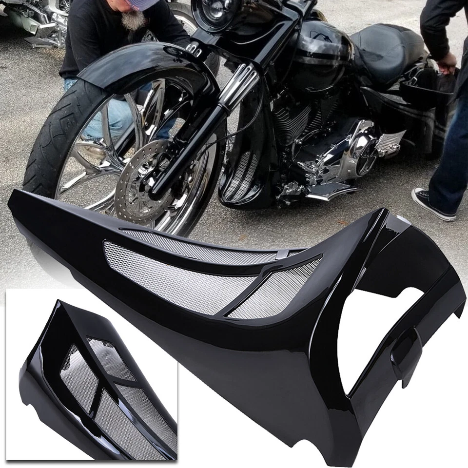 Alerón de barbilla negro vivo personalizado para Harley Touring Road King Street Glide Foto 2 de 4