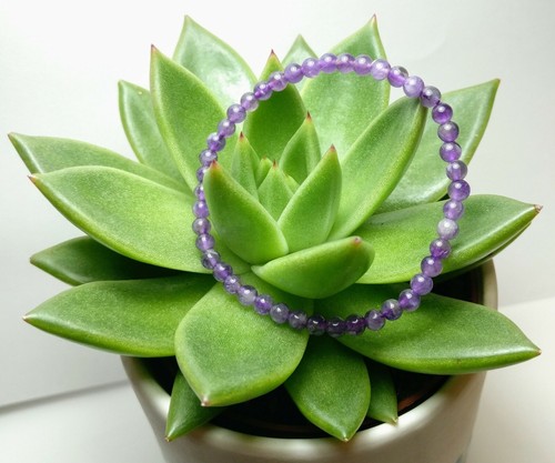 Elegante Genuino Amatista Piedra Preciosa 4mm Pulsera Cordón Elástico Regalo de Navidad 843 - Imagen 7 de 12