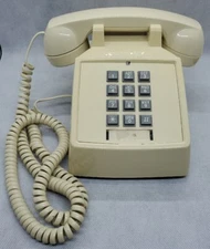 Vintage 2001 Tan Table Telephone Premier 2500 Telecom Products Inc. Push Button
