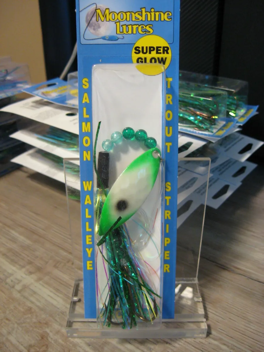 Moonshine Lures Super Glow Salmon Trolling Fly / Green Jeans