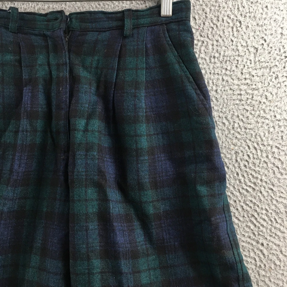 Pantalones cortos chinos Woolrich tartán a cuadros para mujer 10 (en realidad 29x9,5) verde tiro alto cremallera Foto 3 de 4