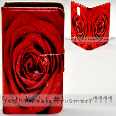 For Samsung Galaxy Note Series Red Rose Print Wallet Mobile Phone Case Cover