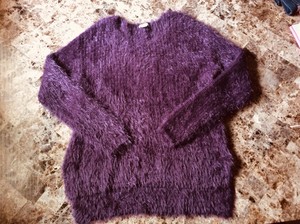 purple fuzzy sweater