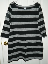 OLD NAVY women's Black Gray Stripe 3/4 Sleeve Cotton DRESS* XL