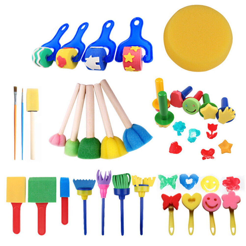 30pcs Kids Painting Brushes Set Fun Child Early Learning Sponge Painting Brushes