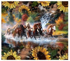20oz Sublimation Tumbler Wrap Horse Sunflowers Ready To Press Heat Transfer