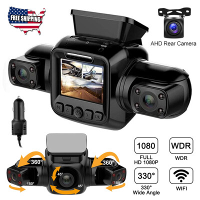 4 Channel WiFi Dash Cam Recorder 360° 2K Car Camera DVR Vehicle Video G-Sensor.