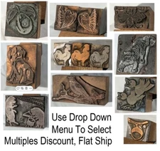 Copper Wood Print Block Letterpress Plants Animals People Seasonal COMBO BUNDLE