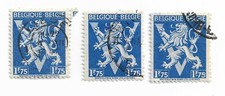 Belgium postage stamps x 3, 1944 Lion