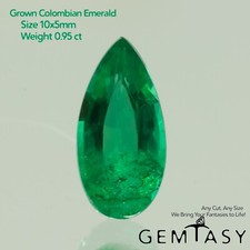Cut stone - Emerald Colombian hydrothermal lab grown, facet 10x5mm 0.95ct