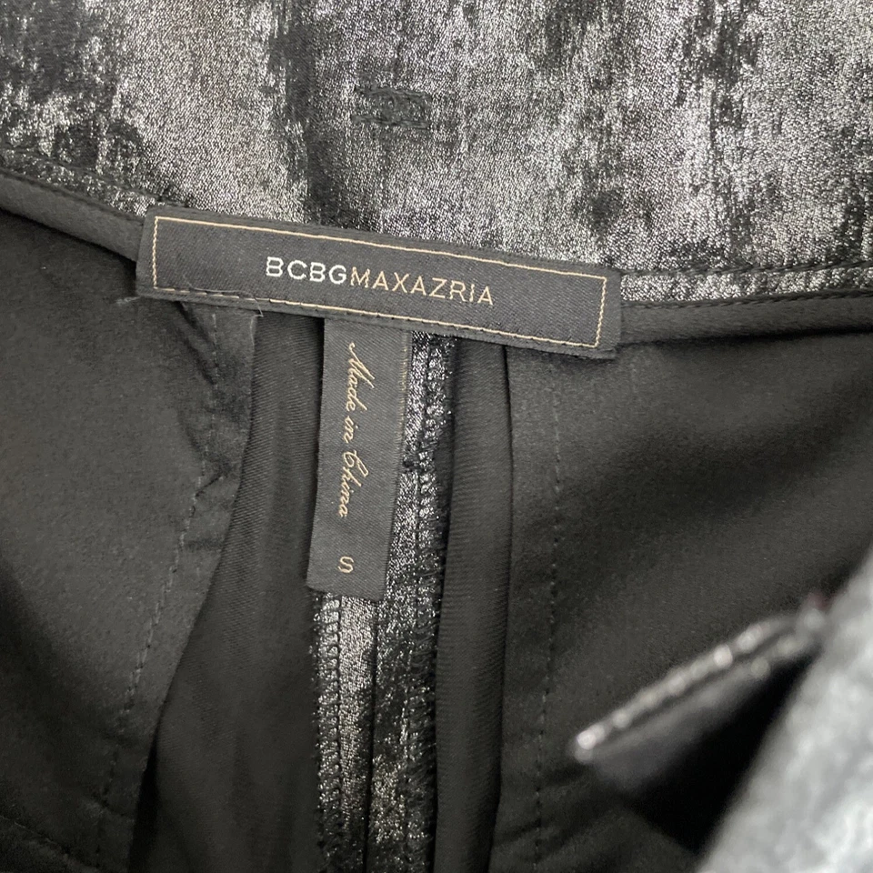 Pantalones de terciopelo negros metálicos para mujer BCBGMAXAZRIA talla S Foto 4 de 4