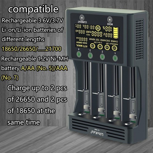 LiitoKala Lii-600 Battery Charger 4 Channel Li-ion For Rechargeable Batteries - Picture 2 of 14