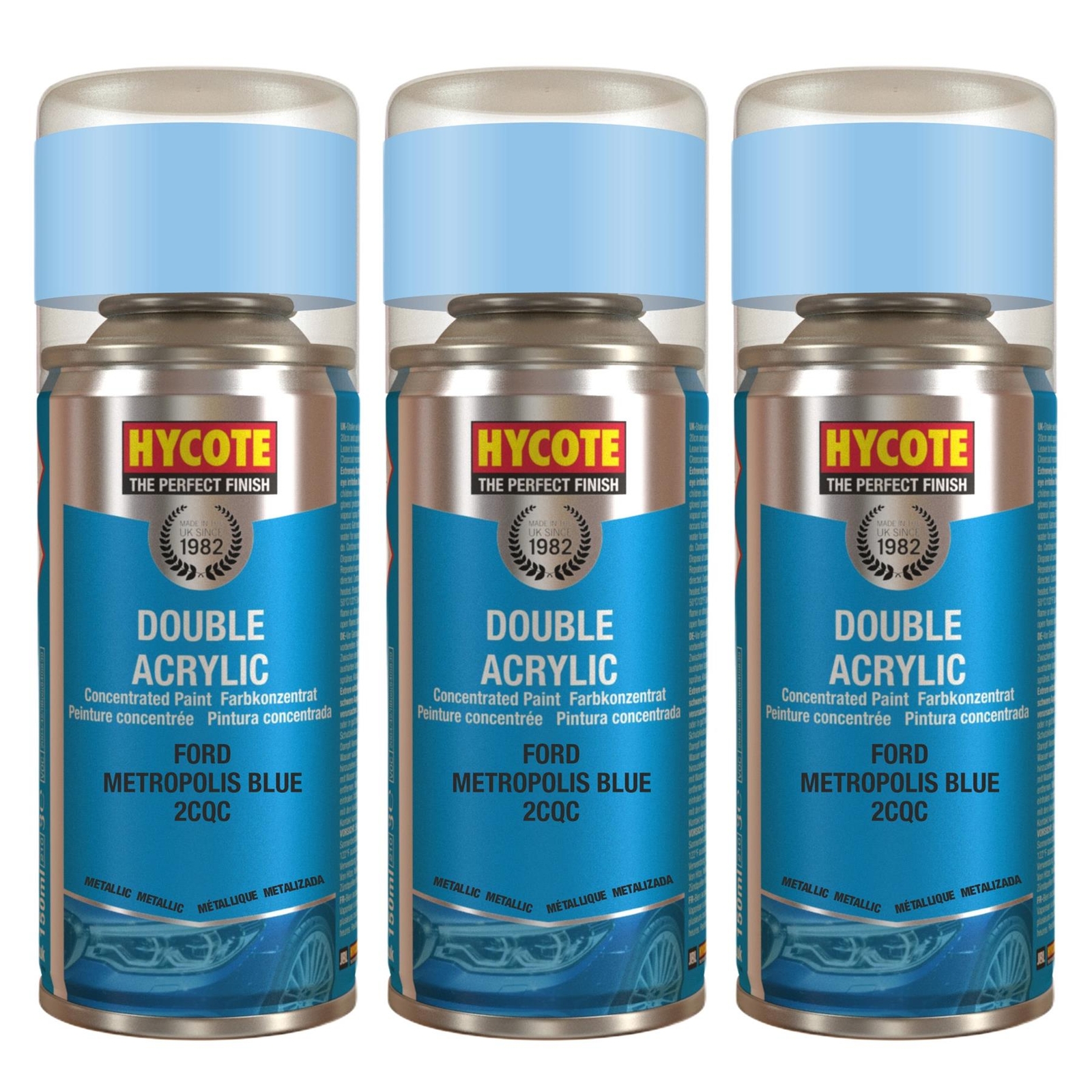 Hycote Colour Spray Paint XDFD720 Ford Metropolis Blue (Metallic) 150ml x3