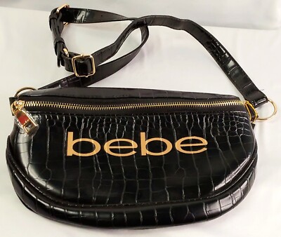 Bebe Josephine Croco Convertible Sling Belt Bag, Purse, Fanny Pack, Black  NWT Australia