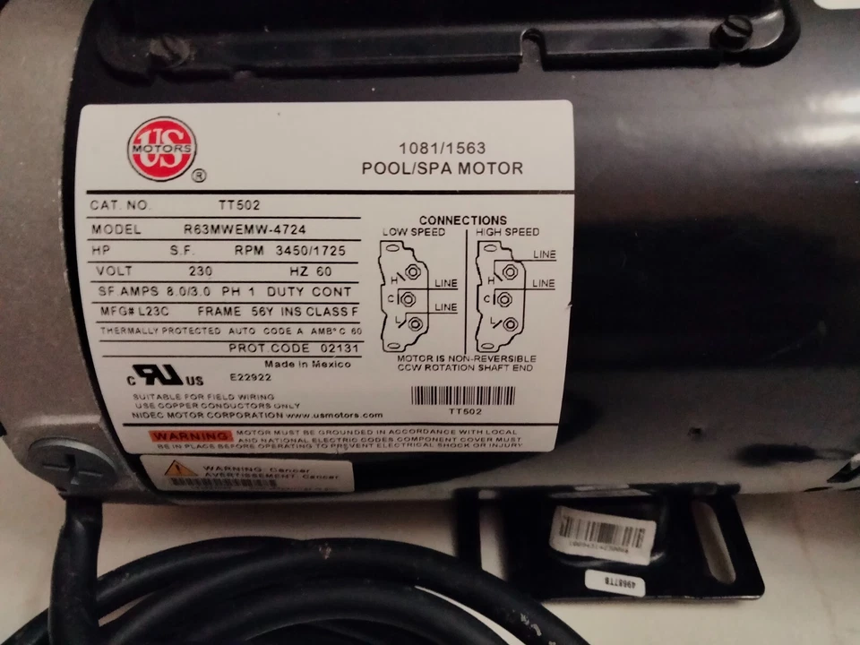 Waterway EX2 Agua Flo 2 Speed 2 HP 56 Frame SPA Pump #37208211W. - Image 3 of 4