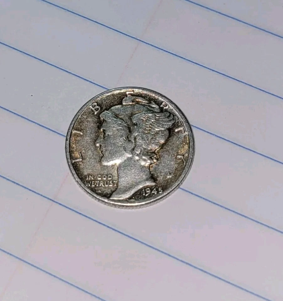 1945 mercury dime Error Clash Marks And In Cod We Trust Silver US Coins  - Image 3 of 4