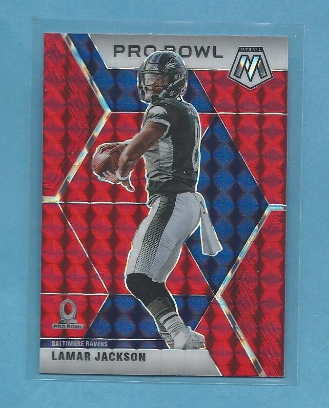 Lamar Jackson 2020 Panini Mosaic Red Mosaic Prizm Pro Bowl , #250 , Ravens
